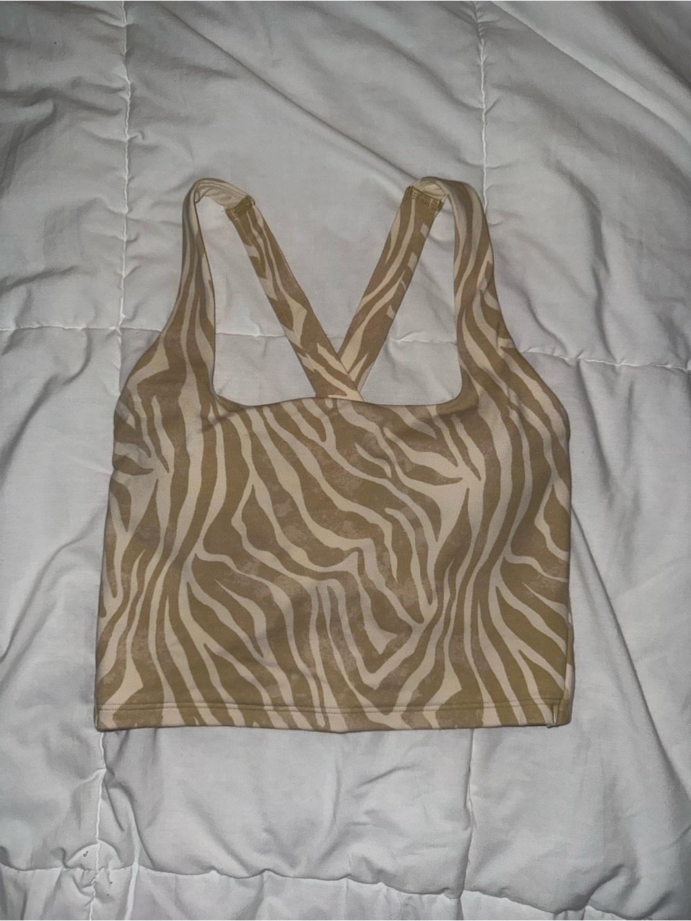 Old Navy Active Beige Zebra-Print Cropped Workout Tank